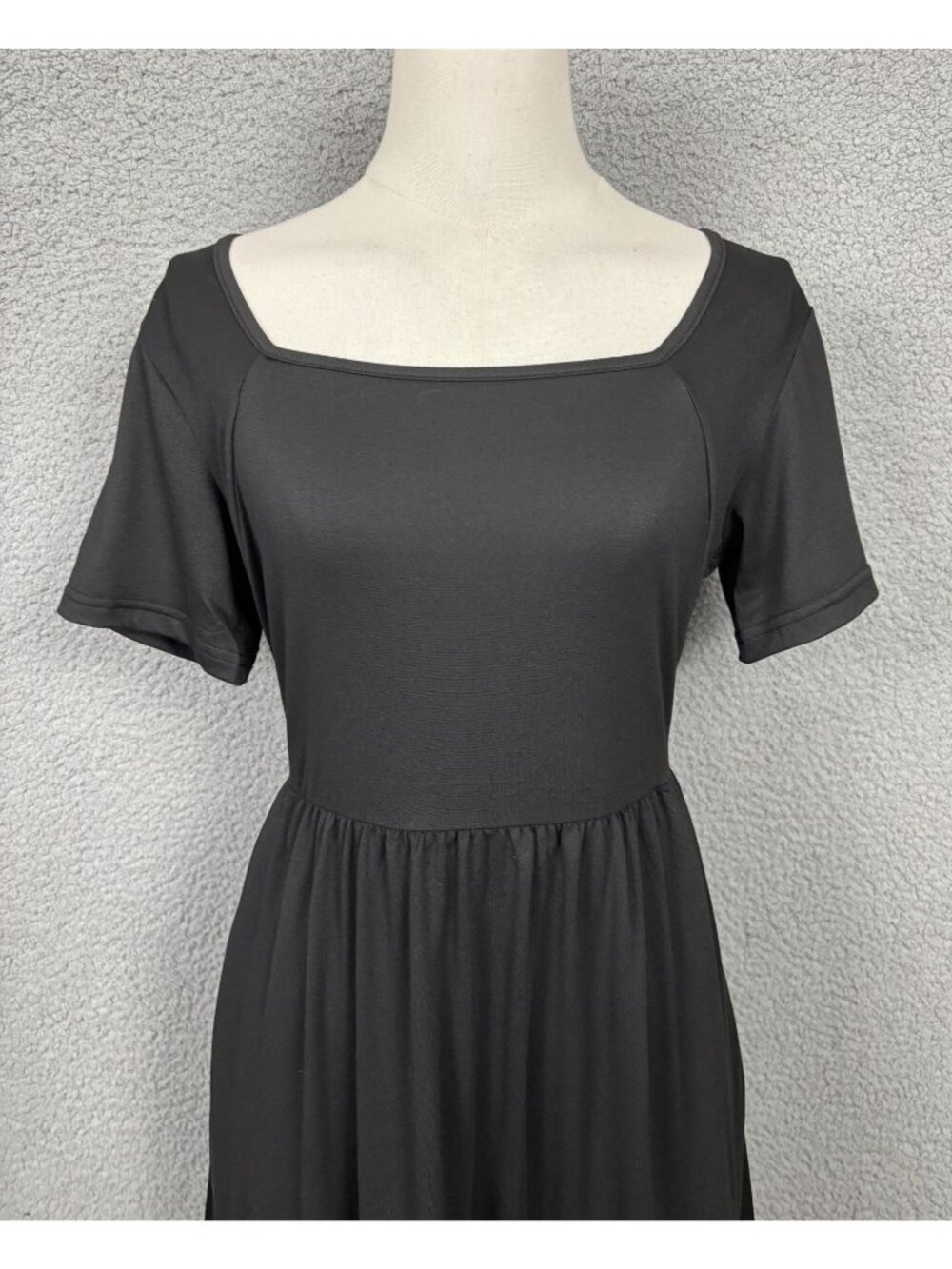 AUSELILY Women's Tank Dress Square Neckline Ruffle Hem Black Small New With Tags - Picture 2 of 8